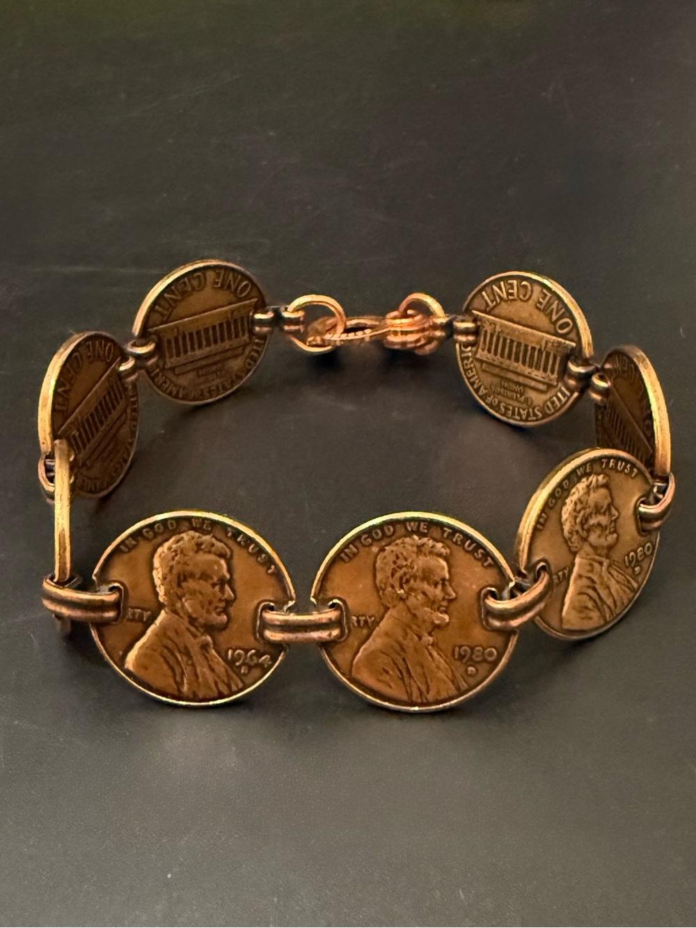 Vintage Copper Penny Coin Link Bracelet